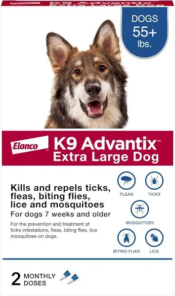 K9 Advantix Flea, Tick &amp; Mosquito Prevention For Extra Large Dogs Over 55 Lbs, 2