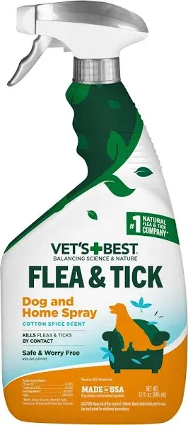 Vet's Best Flea & Tick Dog and Home Spray Cotton Spice Scent 32 oz