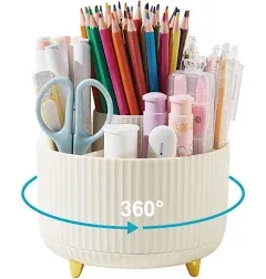 Orlador Desk Pencil Pen Holder 5 Slots 360 Degree Rotating Pencil Pen Desk Desktop Organizer Cute Pen