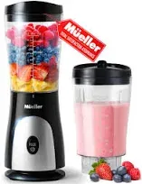 Mueller Personal Blender for Shakes and Smoothies with 15 Oz Travel Cup and L...