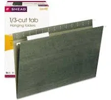 Hanging File Folder with Tab 1/3-Cut Adjustable Tab Legal Size Standard Green...