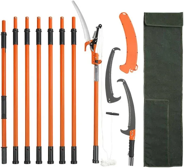 VEVOR Manual Pole Saw, 7.3-27 ft Extendable Tree Pruner