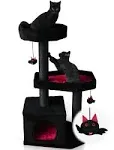 Gothic Cat Tree-Spooky Cat Tree with Coffin Bed,Cat Condo,Thick Scratching Po...