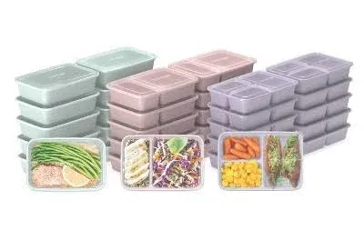 BentgoÂ® Prep 60-Piece Meal Prep Kit - 1, 2, &amp; 3-Compartment Containers with Cus