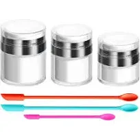 Airless Pump Bottles - Empty Cosmetic Container with Silicone Spatula Set