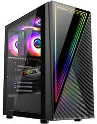 gamepower Ravadin ATX Mid-Tower PC Gaming Case, 650w Psu, 3x Pre-Installed 120mm Argb Fans, Tempered Glass Side Panel