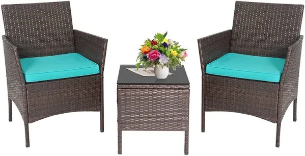 PayLessHere 3-Piece Outdoor Wicker Conversation Bistro Set