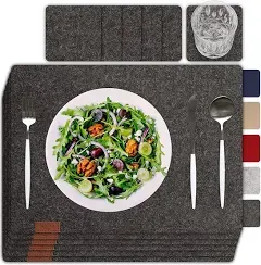 Sølmo Premium Felt Placemats Set of 6 Washable Placemat 16x13 inch Wipeable