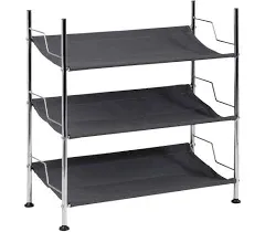 Honey Can Do Chrome & Black 3-Tier Shoe Rack