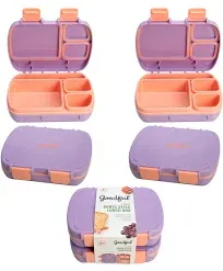 Goodful Bento-Style Kids Lunch Box with Carry Handle, Easy To Open Latches, 4 Compartment Design with Built-In Phone Stand, Food-Safe Container Made without BPA, 2-Pack, Blush