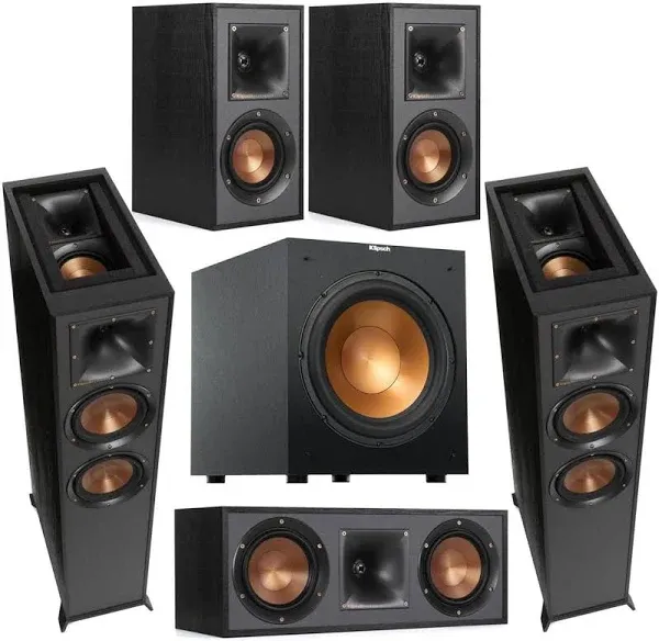 Klipsch R-625FA Powerful Dolby Atmos Floorstanding Single Home Speaker Black