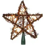 Kurt Adler 10-Light Rattan Natural Star Treetop