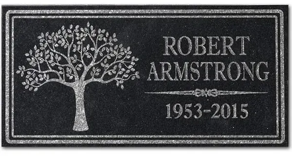 in Loving Memory Photo Tree of Life Personalized Granite Memorial Stone Sympathy Remembrance of Dad Mom Child (Granite-Tree-Pers, Garden 12"x6"x3/8")