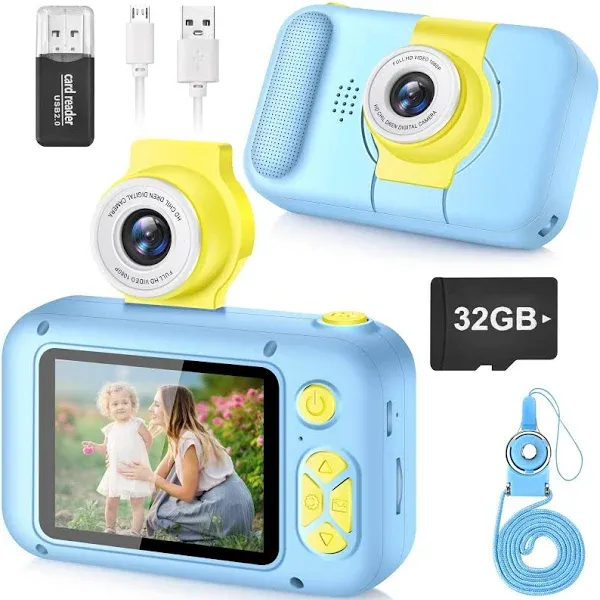 Kid Camera,Camera for Kid,2.4in IPS Screen Digital Camera,180°Flip Len Student Camera,Children Selfie Camera with Playback Game,Christmas/Birthday Gift for 4 5 6 7 8 9 10 11 Year Old Girl Boy