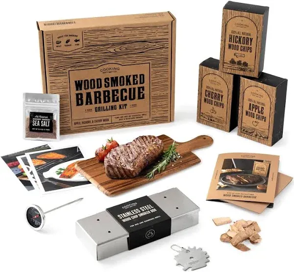 Wood Smoked BBQ Grill Kit for Dad | Gift for Men: Brother, Boyfriend, &amp; Gifts