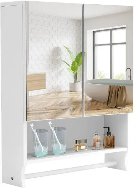 The Nidouillet Bathroom Wall Cabinet With Mirror Is A 27-Inch Wall-Mounted