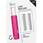 Flint Classic Retractable Lint Roller - Refillable Travel Lint Roller - 90 Sheets (Pink)