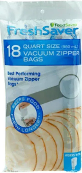 FoodSaver 1-Quart BPA-Free Multilayer Construction Vacuum Zipper Bags, 18 Ct