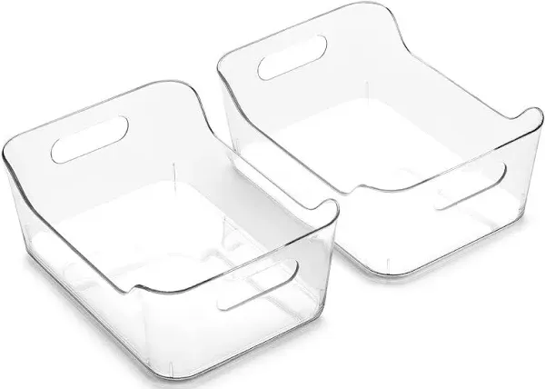 Plastic Storage Small - 2 Pack The SOHO Collection Built-in Handle  Multi-Use Organizer Bins