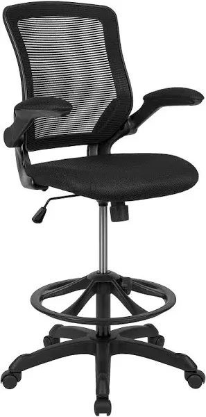 Flash Furniture Mid Back Mesh Ergonomic Drafting Chair with Adjustable Foot Ring and Flip-Up Arms