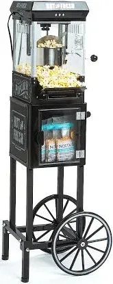 Nostalgia KPM220CTBK 2.5-oz. Popcorn Cart with 5-Qt. Popcorn Bowl - Black