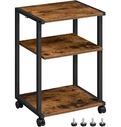 3-Tier Rolling Printer Stand Cart, Adjustable Mobile Table with Storage for Home