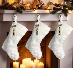 AOGU 3 Pack 18 Inch Snowy White Faux Fur Christmas Stockings