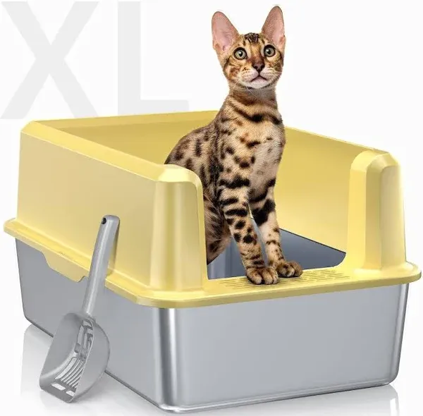 WoofiGo Stainless Steel Litter Box with High Side