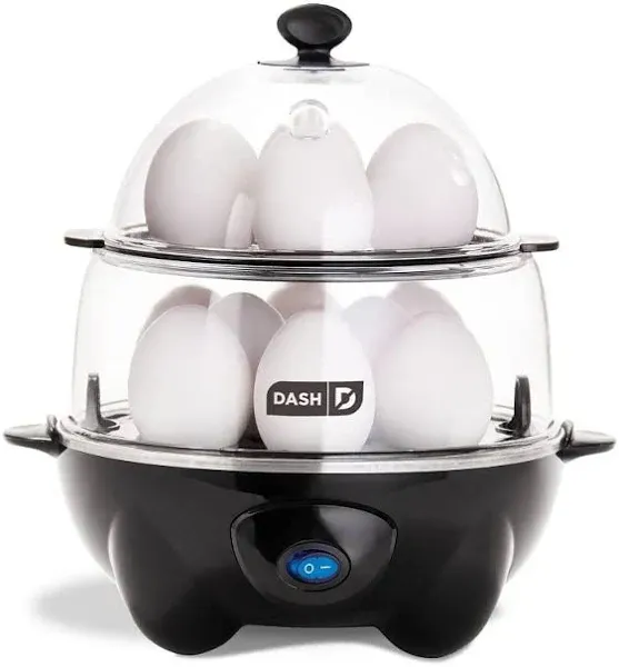 DASH Deluxe Rapid Egg Cooker for Hard Boiled, Poached, Scrambled Eggs, Omelets, Steamed Vegetables, Dumplings & More, 12 capacity, with Auto Shut Off Feature - Aqua