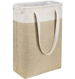 i BKGOO Laundry Basket with Handles Beige&amp;Grey-Sli<wbr/>m Laundry Bin Collapsible