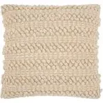 Mina Victory Life Styles Woven Stripes Beige Throw Pillow 20" x 20"