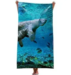 Manatee Beach Towel 30" x 60" Microfiber Sand Free Quick Dry Travel for Adults T