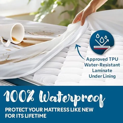 Zippered Mattress Protector - Short Queen Size - 100% Waterproof and Bed Bug Pro