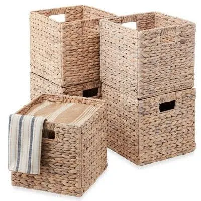 Best Choice Products 10.5x10.5in Hyacinth Basket, Rustic 5 Piece Brown Set