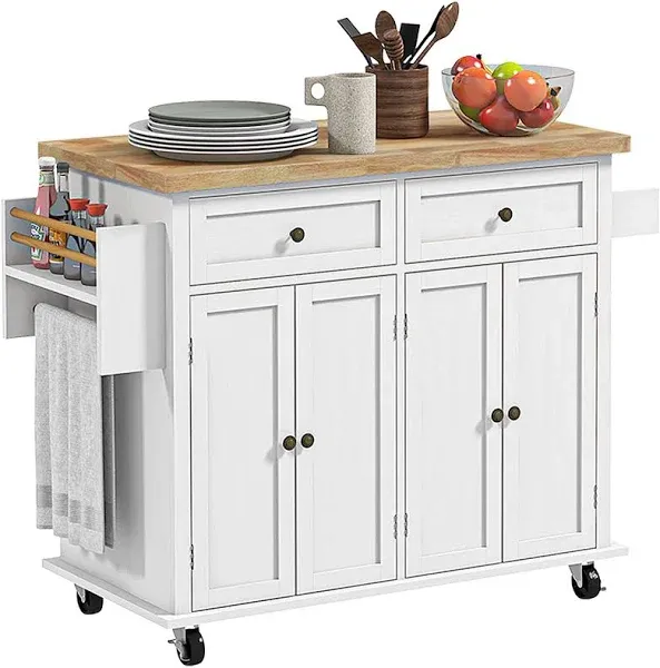 HOMCOM Rolling Kitchen Microwave Island