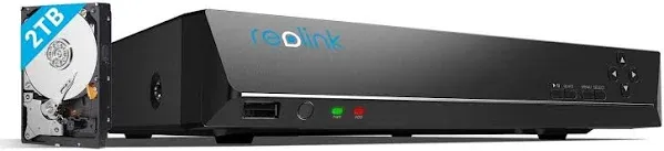 Reolink 4K PoE NVR 8 Channel Pre-Installed 2TB Hard Drive 4K/5MP/4MP/1080P HD 24/7 Surveillance Recording Home Security Camera System Video