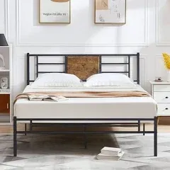 VECELO Twin/Full/Queen Size Beds，Wood Platform Bed Frame with Headboard