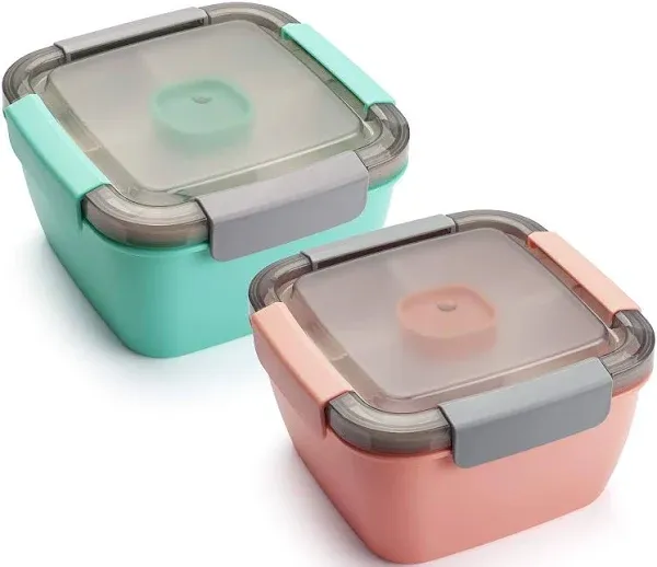 Freshmage Salad Lunch Container To Go 52 oz Salad Bowls with 3 Compartments