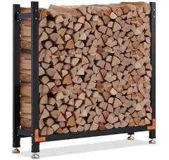 EFURDEN 8ft Firewood Rack Outdoor, Heavy Duty Wood Rack with 4 Reinforced Metal Pieces for Fireplace Wood Storage, Weather-resistant Firewood Rack for Outdoor, Patio, Deck, Porch