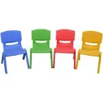 Costway Set of 4 Kids Plastic Chairs Stackable Play and Learn Furniture Colorful