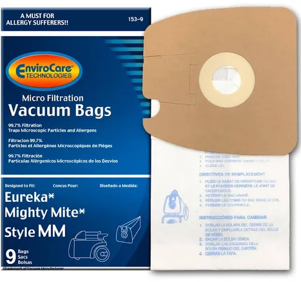 3 Eureka 153 Style MM, Mighty Mite  Micro Filtration Canister Vacuum Paper Bags