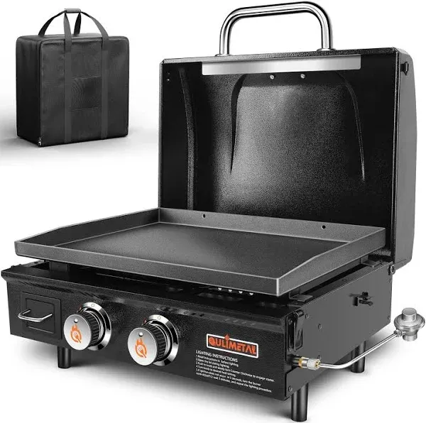 Quli Metal Table Top Grill Portable Griddle with Hood