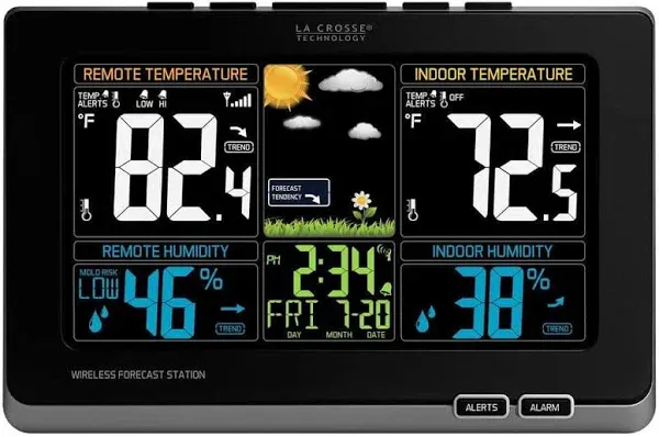  308-1414MB-INT Wireless Color Weather Station with Mold Indicator, Black 