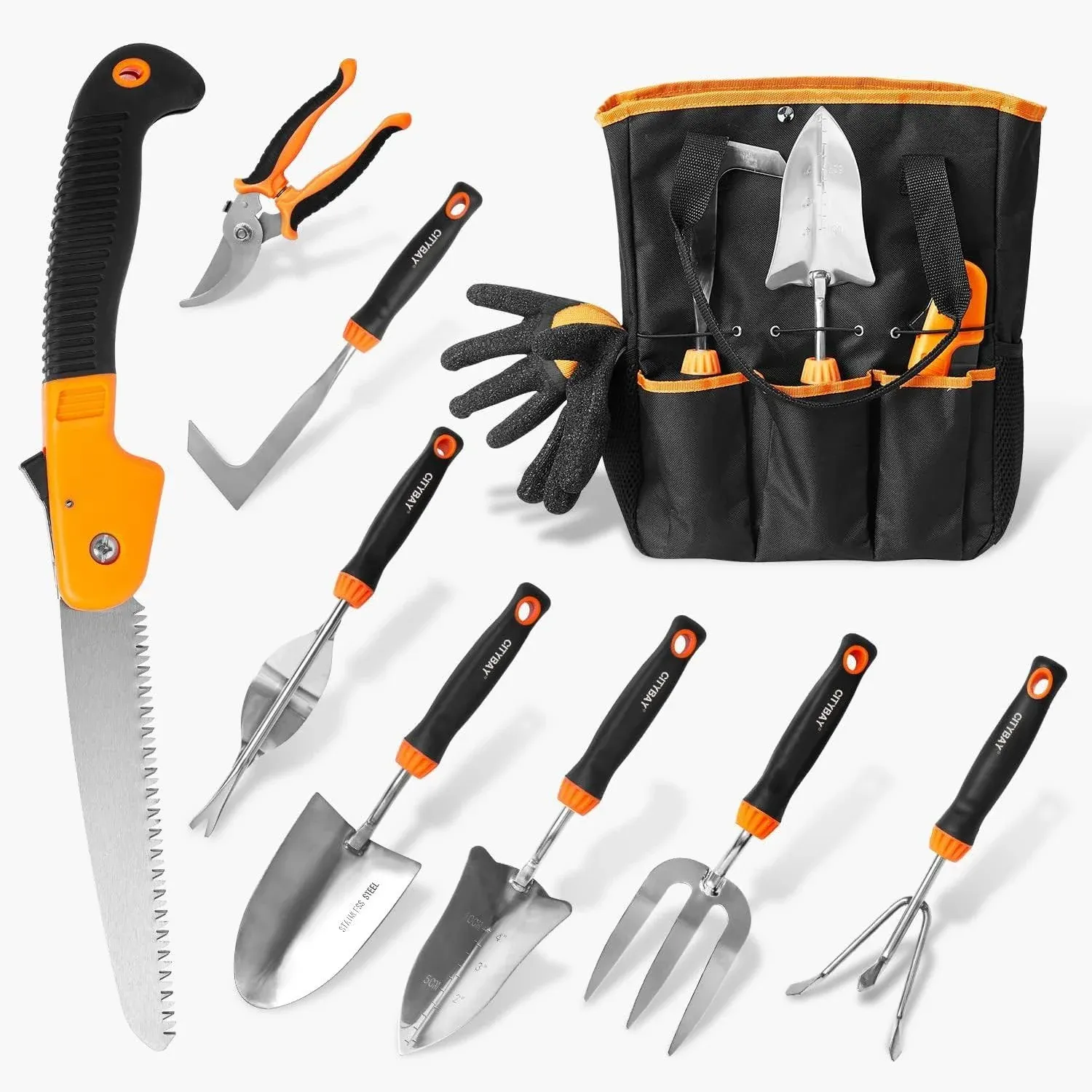 Garden Tools Set, 10 Pcs Stainless Steel Heavy Duty Gardening Tools Set with ...