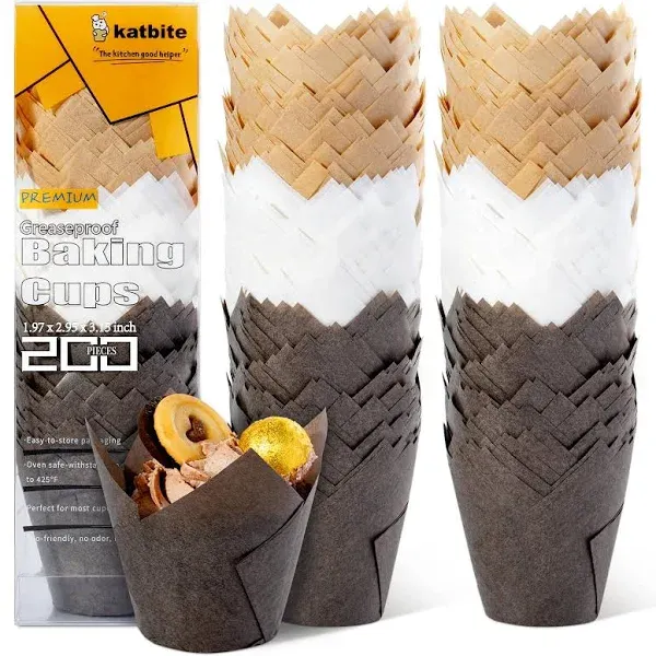 Katbite Tulip Cupcake Liners Muffin Baking 200pcs