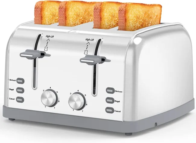 Toaster 4 Slice,Retro Stainless Steel Toater with 7 Shade Settings,Best Prime To