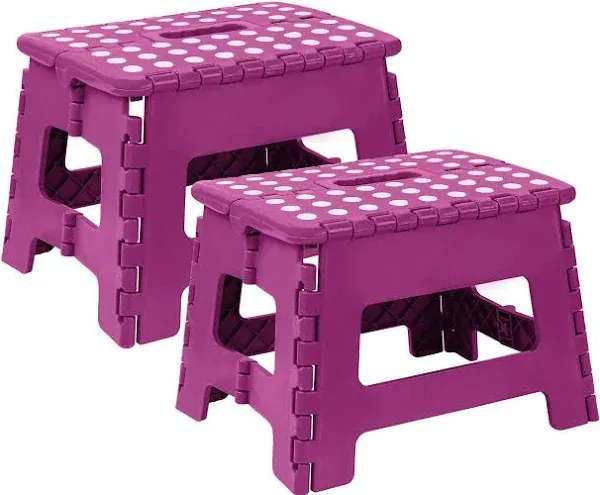 Utopia Home Folding Step Stool - (Pack of 2) Foot Stool with 9 Inch Height - Holds Up to 300 lbs - Lightweight Plastic Foldable Step Stool for Kitchen, Bathroom & Living Room (Black)