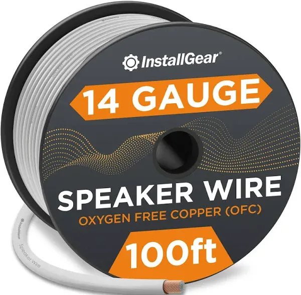 InstallGear Speaker Wire Cable 14 Gauge AWG 100ft White