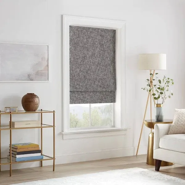 Eclipse Fabric Roman Blind/Shade 54&#034;Lx33&#034;W Cordless 100%-Blackout in Charcoal