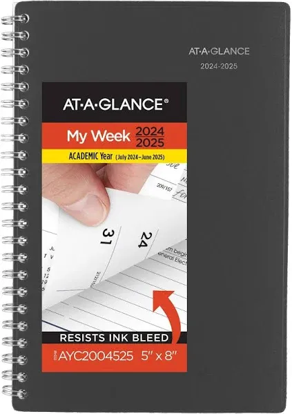 2024-2025 AT-A-GLANCE Weekly/Monthly Small Planner, Charcoal, July to June